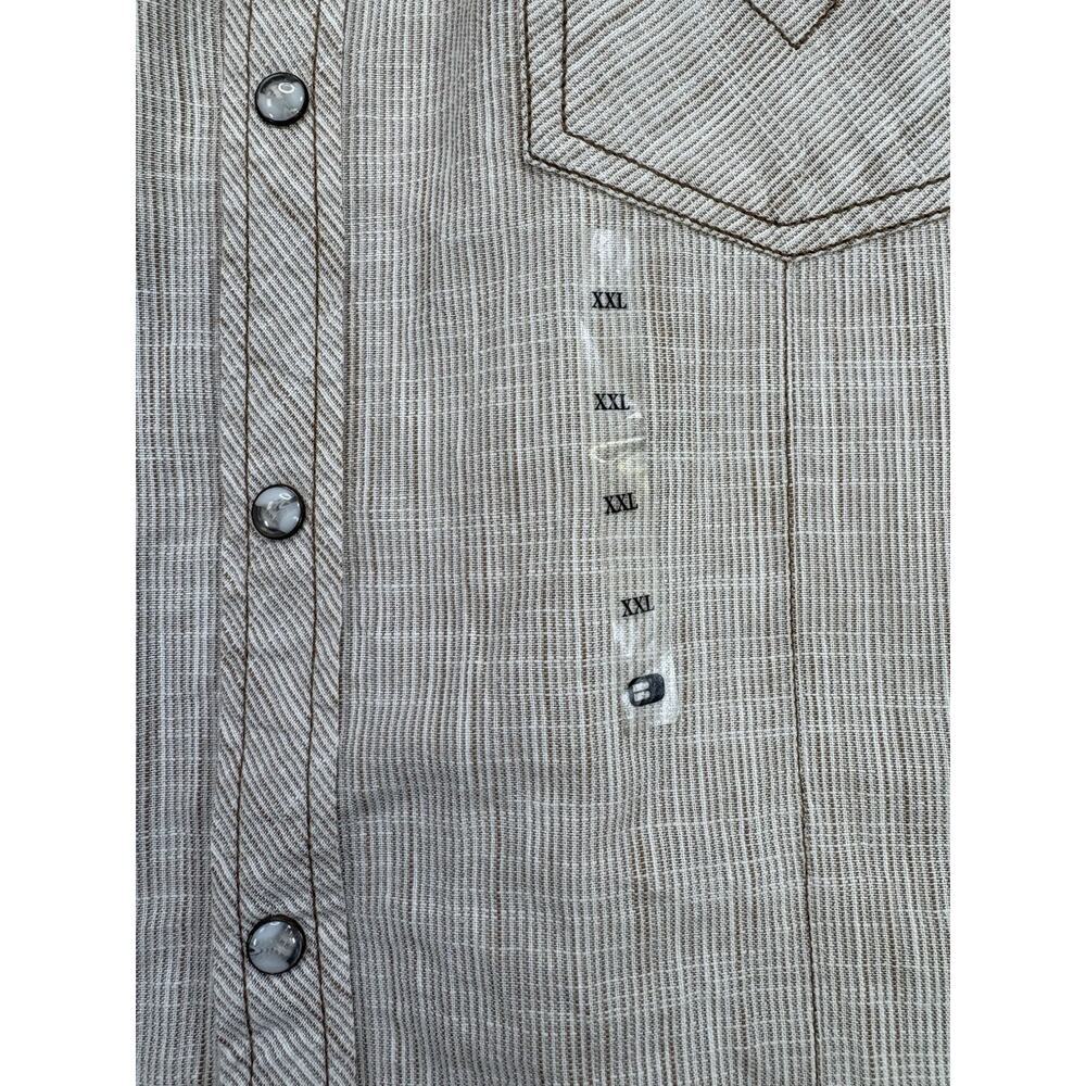 BKE Men’s 2XL Athletic Fit Western Pearl Snap Shirt Textured Striped Cream Brown - Picture 4 of 10